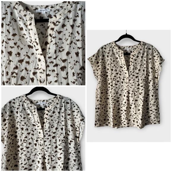 Monday Fun Tops - NEW Monday Fun x Stitchfix Cream and Brown Patterned Top